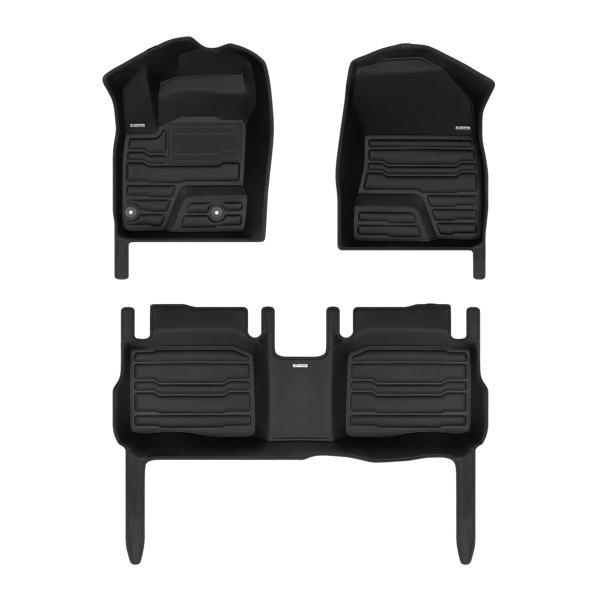 A set of black TuxMat car floor mats for Nissan Rogue models.